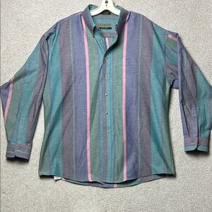 Loafers By Reed St James Shirt Mens Multicolor vertical Striped Cotton Button Up